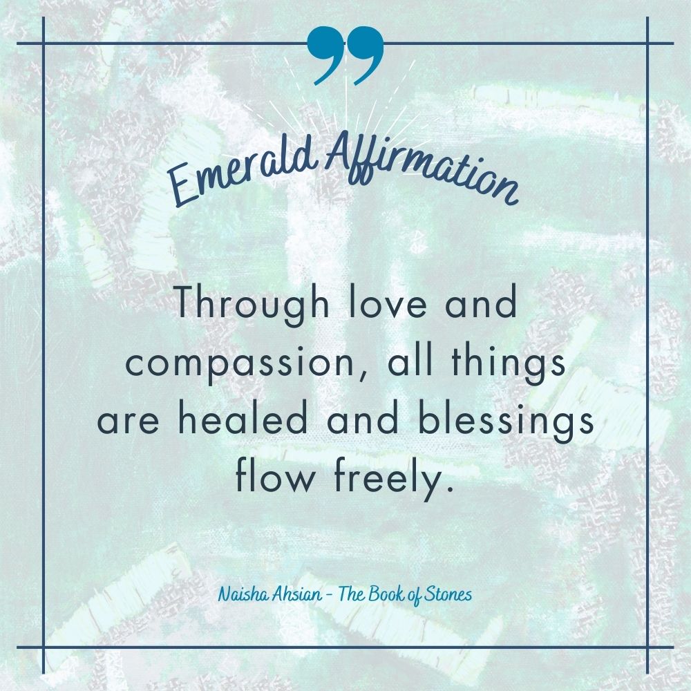 a typed affirmation for emerald stone