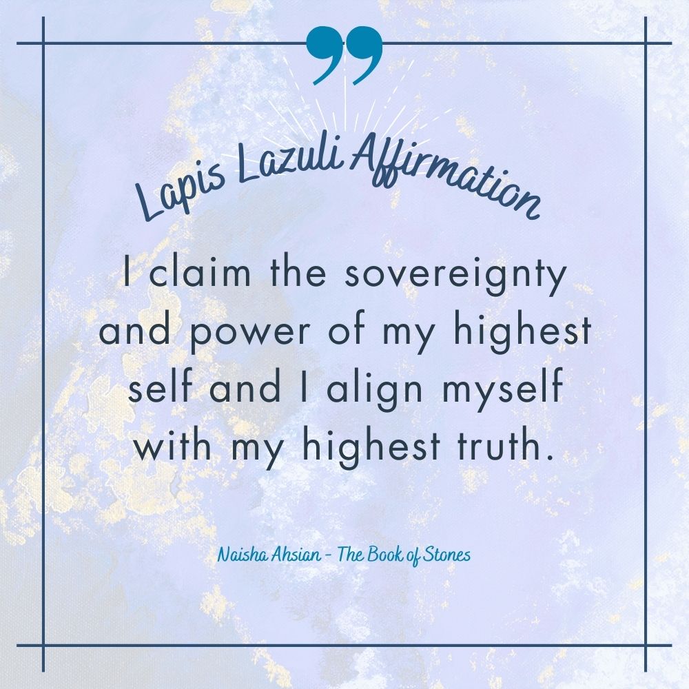 a typed out affirmation for lapis lazuli