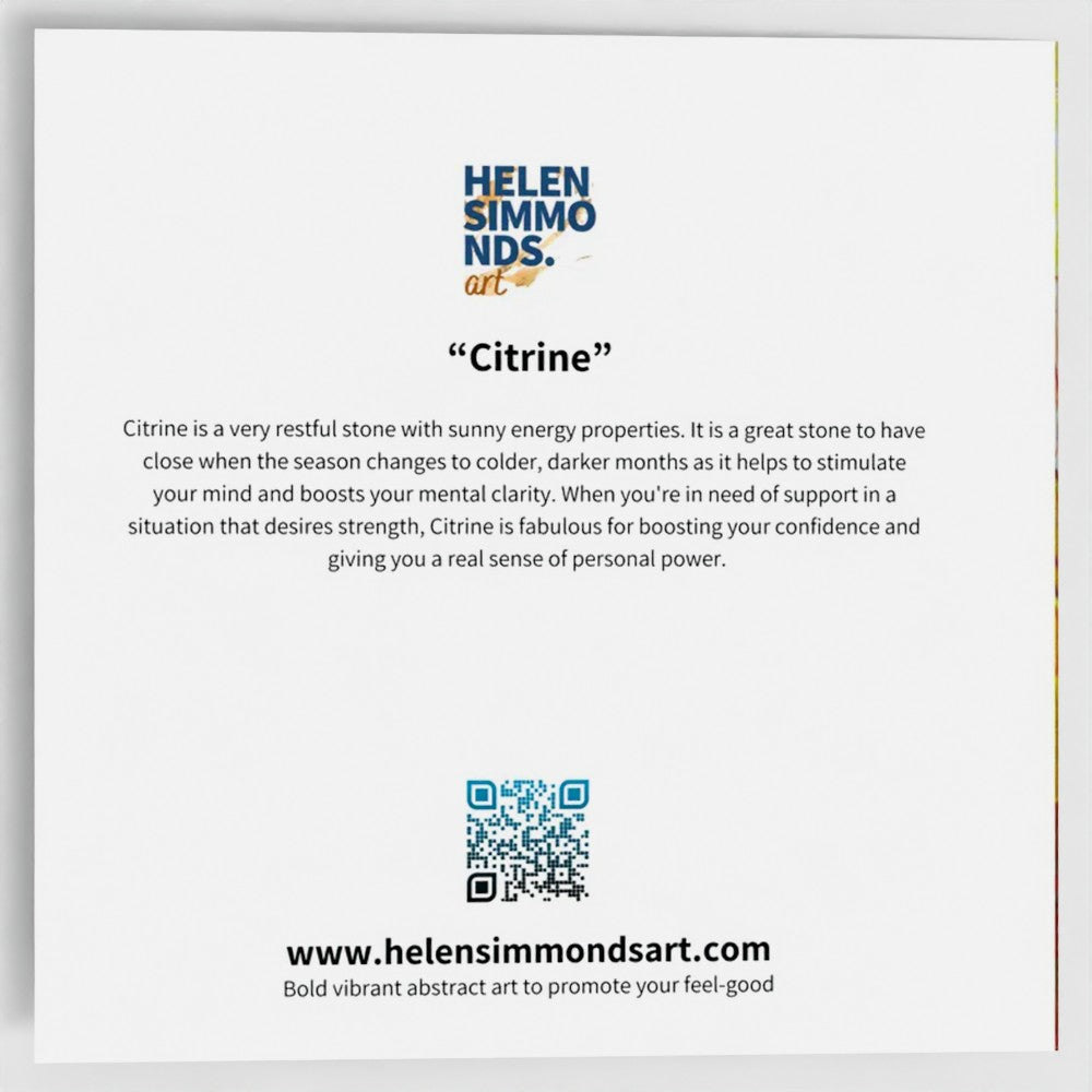 the back of a square greeting card with a short description