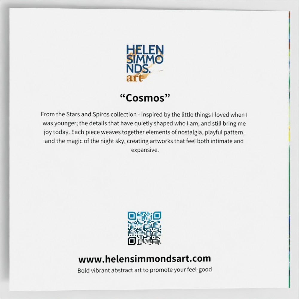 the back cover of a square greeting card with a short description