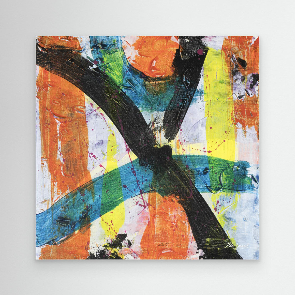 multi-colour abstract canvas art print, abstract wall art, Helen Simmonds Art