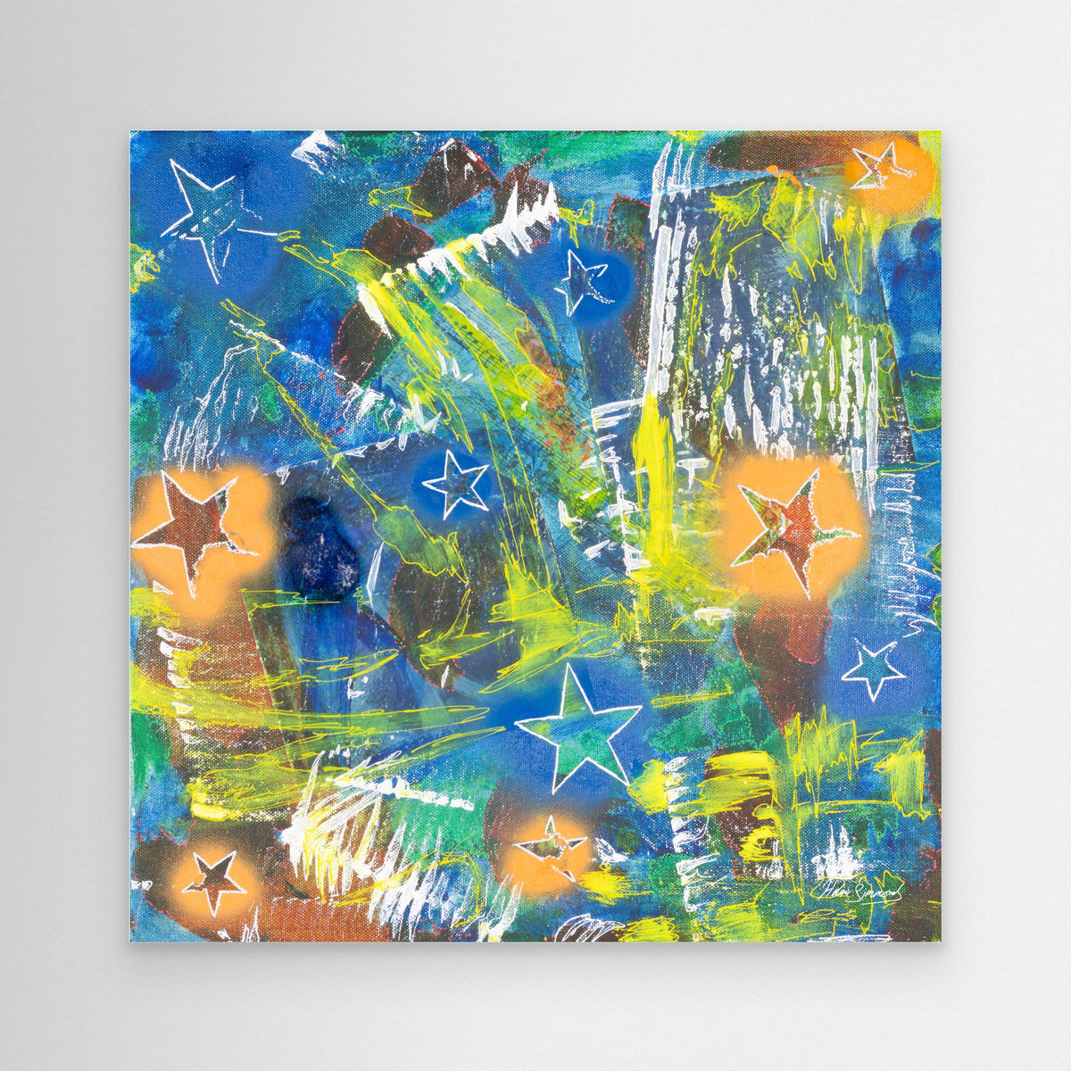 multi-colour abstract canvas art print, abstract wall art, Helen Simmonds Art