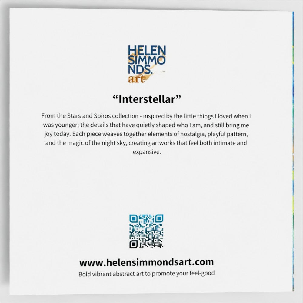 the back cover of a square greeting card with a small description