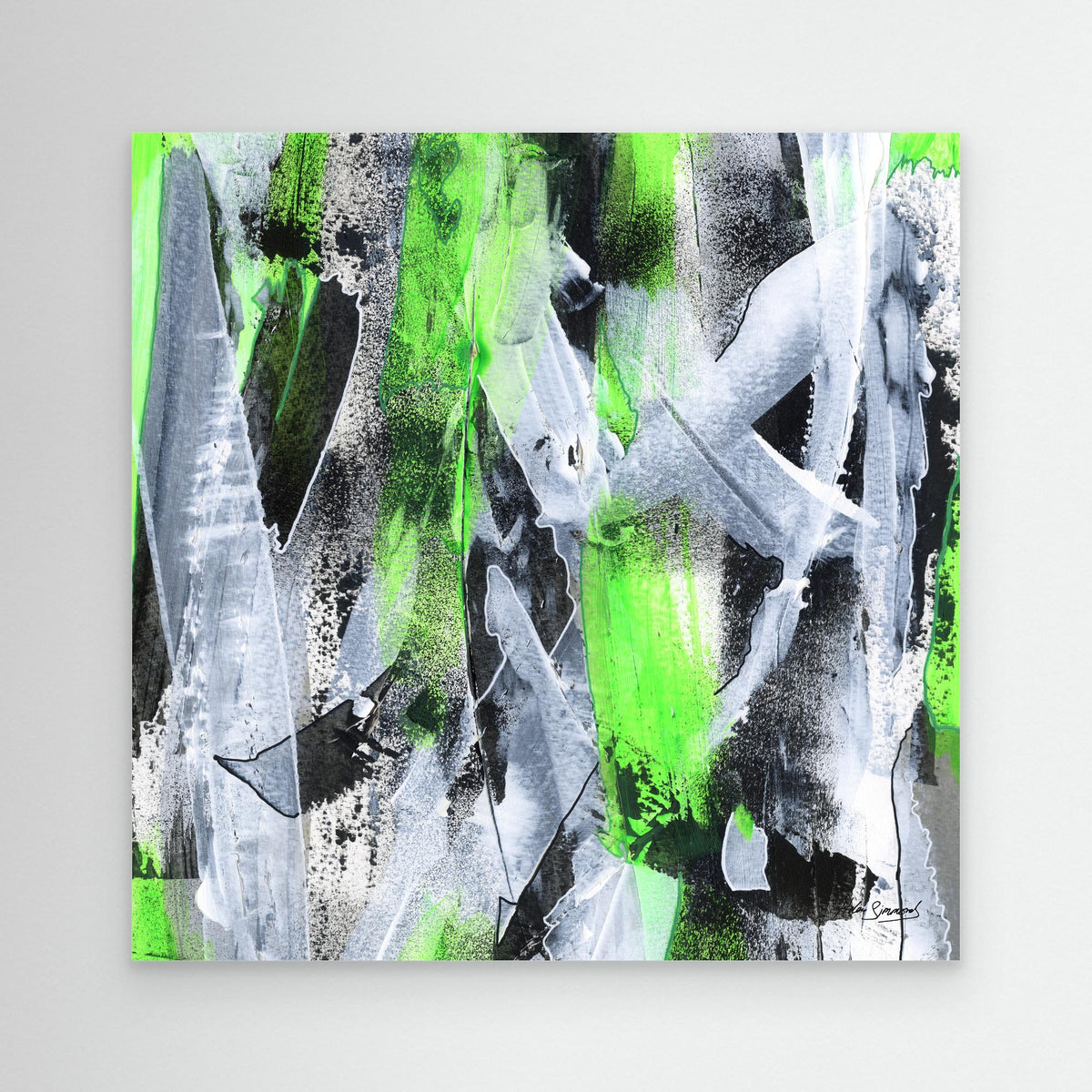 green abstract canvas art print, abstract wall art, Helen Simmonds Art