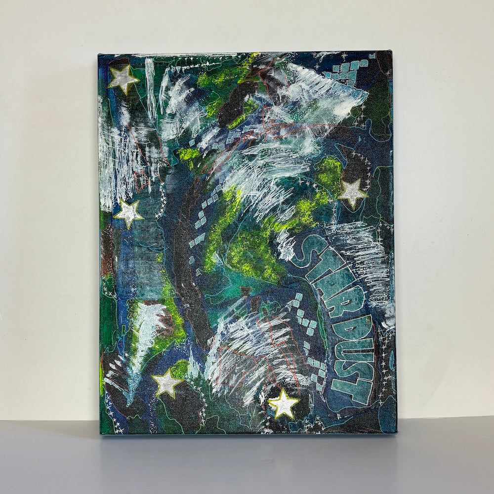 Colourful abstract original canvas white backdrop