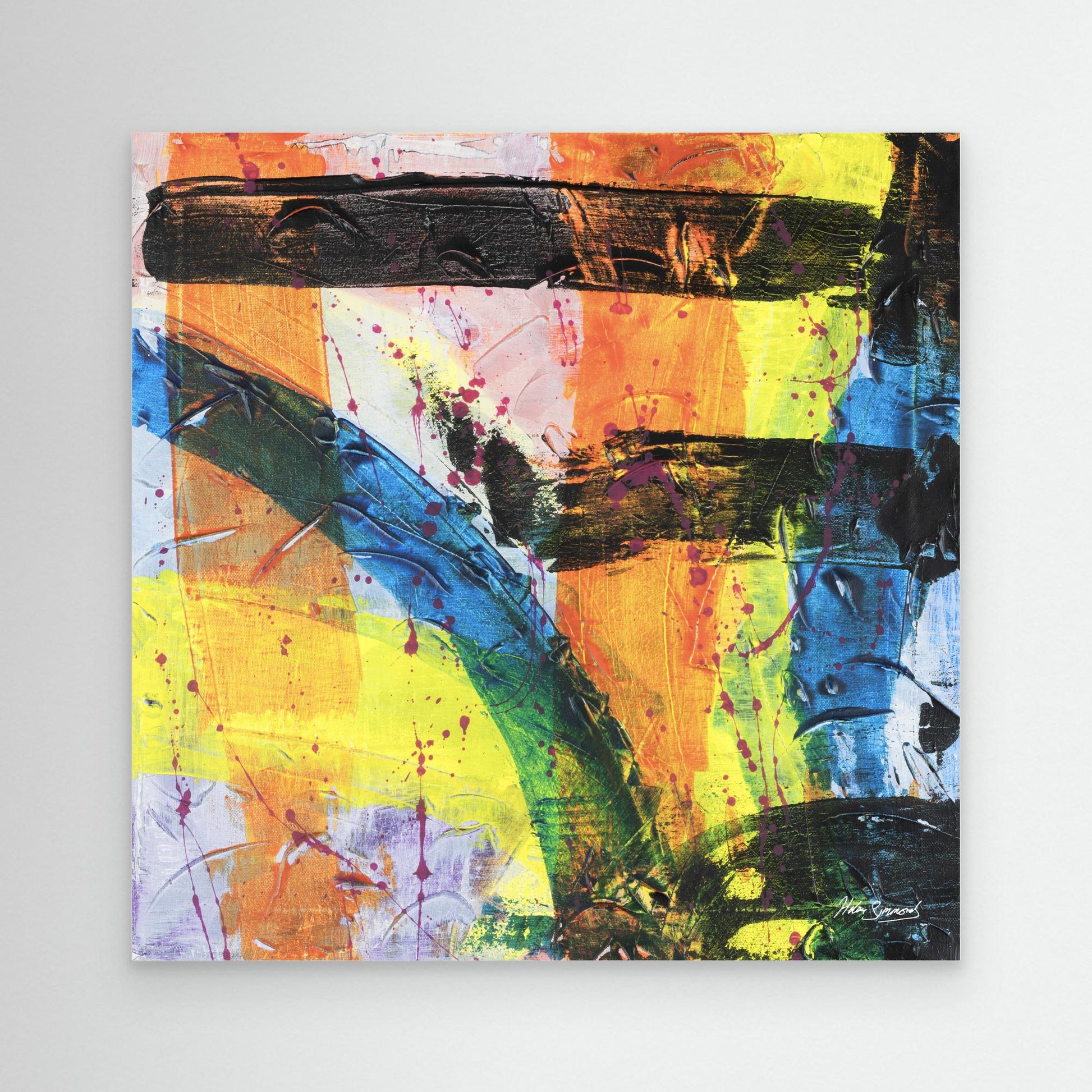 multi-coloured abstract canvas wall art print mockup