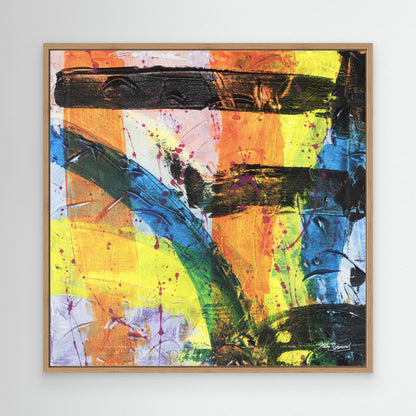 multi-coloured natural framed abstract canvas wall art print mockup