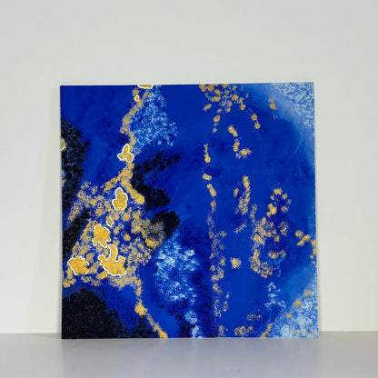 blue abstract limited edition paper print with a white backdrop