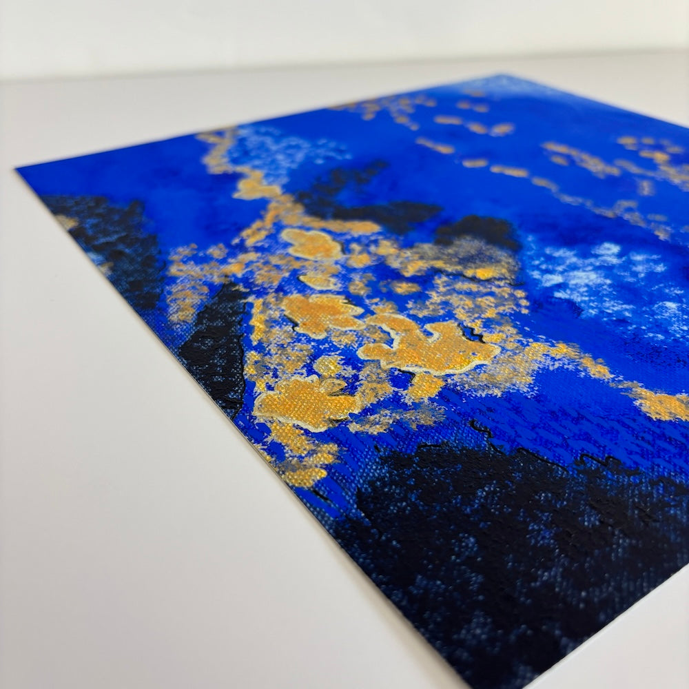 blue abstract limited edition paper print details closeup