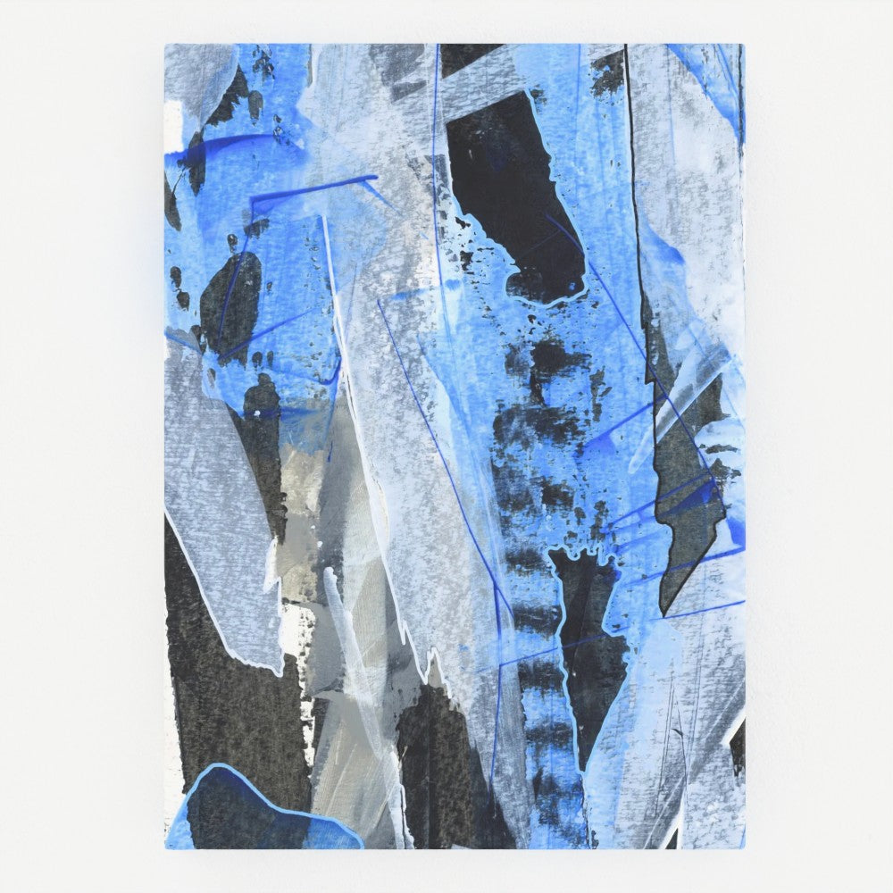 the front cover of a 5x7inch hardback journal with a blue abstract design