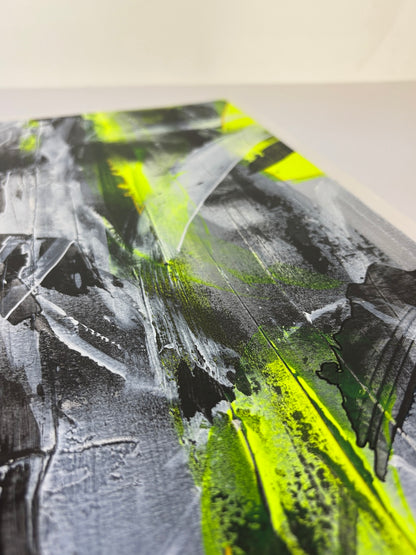 yellow abstract original painting closeup detail