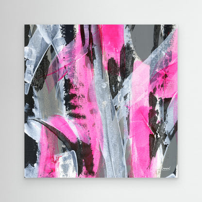 Square pink abstract canvas wall art print mockup