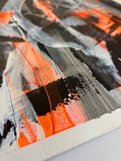 orange abstract original painting edge details