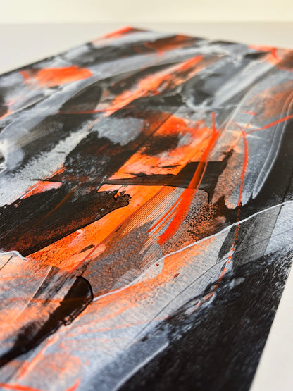 orange abstract original painting top corner details